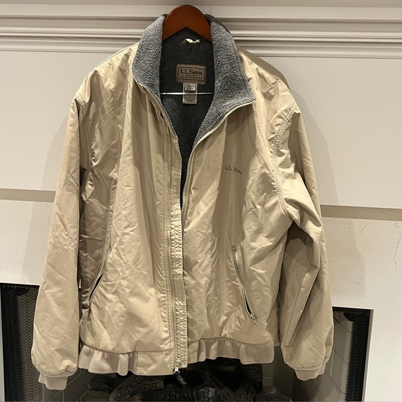 Vintage L.L. Bean Men's Tan Jacket Outdoor Workwear Fleece Lining Size XL - Picture 3 of 12